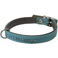 Hondenhalsband Nappa Met Strass Turquoise/Grijs