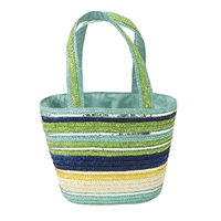 Tas stro mand turquoise / groen