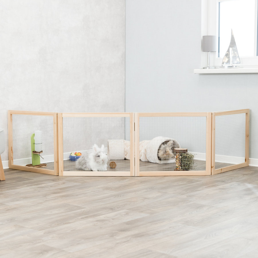 Indoor ren 4 panelen hout voor konijn en cavia