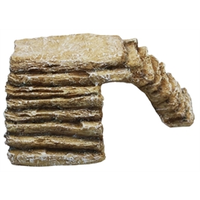 Zandkleurige hoektrap met uitsparing 27 x 23 x 13 cm | zonneplek en schuilplaats voor terrarium