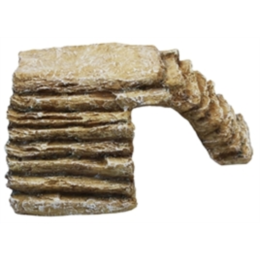 Zandkleurige hoektrap met uitsparing 27 x 23 x 13 cm | zonneplek en schuilplaats voor terrarium