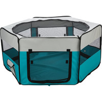 Opvouwbare puppyren turquoise grijs 130 x 130 x 55 cm