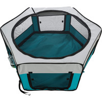Opvouwbare puppyren turquoise grijs 130 x 130 x 55 cm