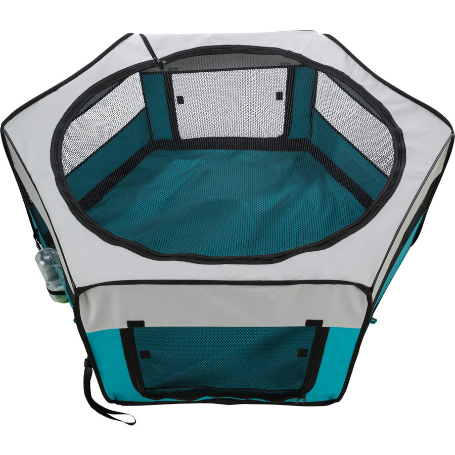 Opvouwbare puppyren turquoise grijs 130 x 130 x 55 cm