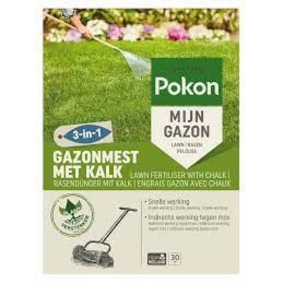 Gazonmest met kalk 3-in-1
