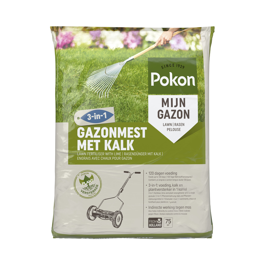 Gazonmest met kalk 3-in-1