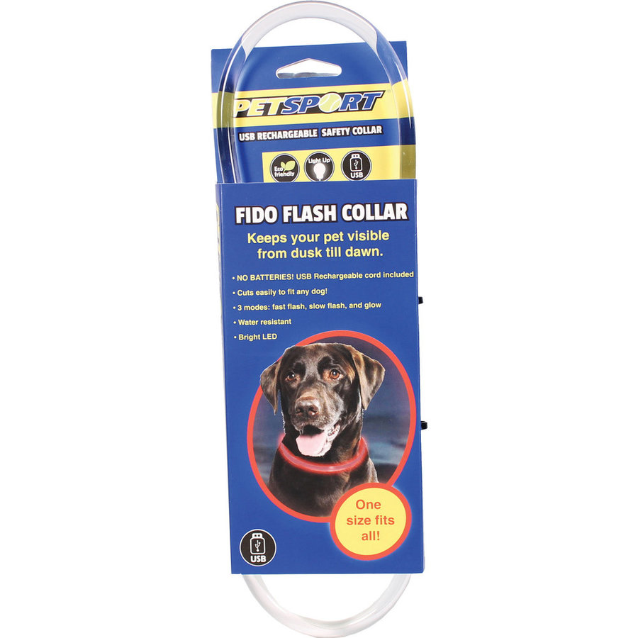 Fido Flash LED veiligheids-halsband voor honden USB oplaadbaar