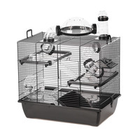 Knaagdierenkooi Black Rufus zwart met 3 verdiepingen en accessoires