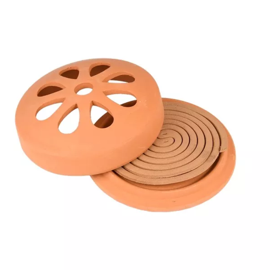 10 citronella geurspiralen / wierook spiralen in terracotta houder