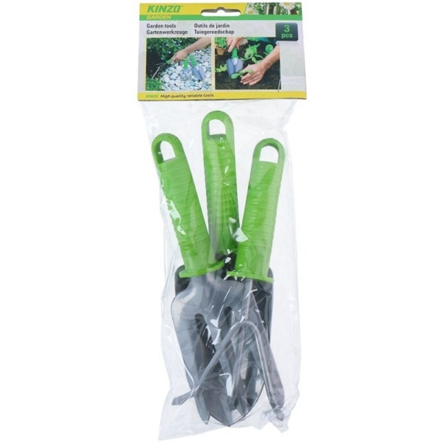 Tuingereedschapset 3-delig met plantschep, handhark en schoffel