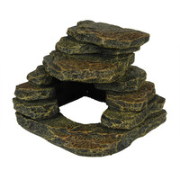 Hoeksteen terrariumornament met zonnebadplaats en schuilgrot S-M-L