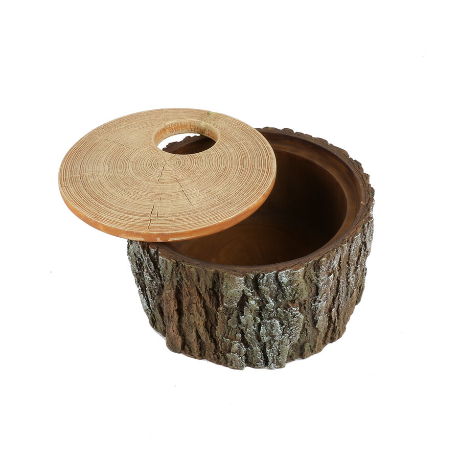 Reptielenschuilplaats Boom | Natuurlijke boomstronk schuilplaats voor reptielen met afneembare deksel