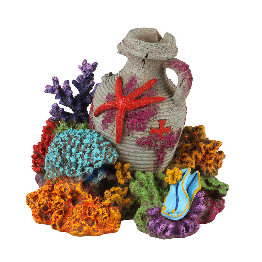 Amfoor koraal 2 aquarium ornament 13,9 x 11,5 x 12,4 cm | voor zoet- en zoutwater