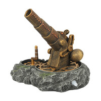 Steampunk kanon aquarium ornament met luchtaansluiting | 16,3 x 11,5 x 13,6 cm