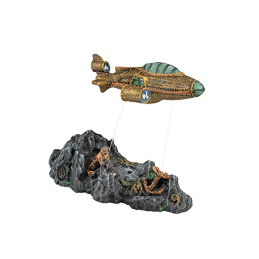 Steampunk drijvende onderzeeër aquarium ornament | 20 x 9,7 x 16 cm