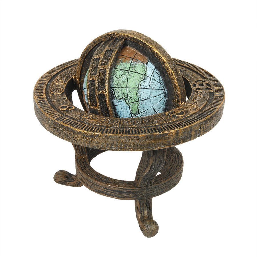 Steampunk Wereldbol Aquarium Ornament 8,2 x 7,8 x 7,5 cm | aquariumdecoratie voor zoet- en zoutwater