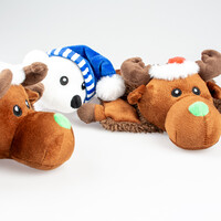 Xmas pluche platte knuffel squeaky assorti