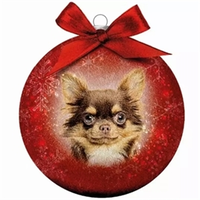Kerstbal Frosted Chihuahua 10CM