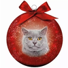 Kerstbal Frosted Grijze Kat 10CM