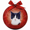 Kerstbal Frosted Kat Zwart/Wit 10CM