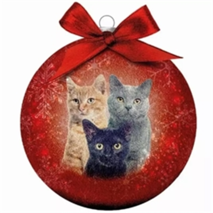 Kerstbal Frosted Katten 10CM