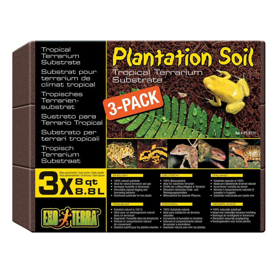 Plantation Soil Brick 3x650g – 26,4L | Natuurlijke kokosbodem voor tropische terraria