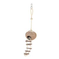 Kokoshuisje met ladder en touw | 130 mm | natuurlijke schuilplaats voor kleine knaagdieren