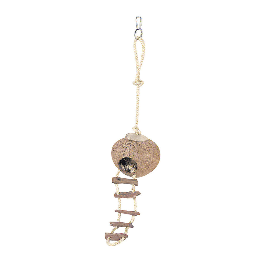 Kokoshuisje met ladder en touw | 130 mm | natuurlijke schuilplaats voor kleine knaagdieren