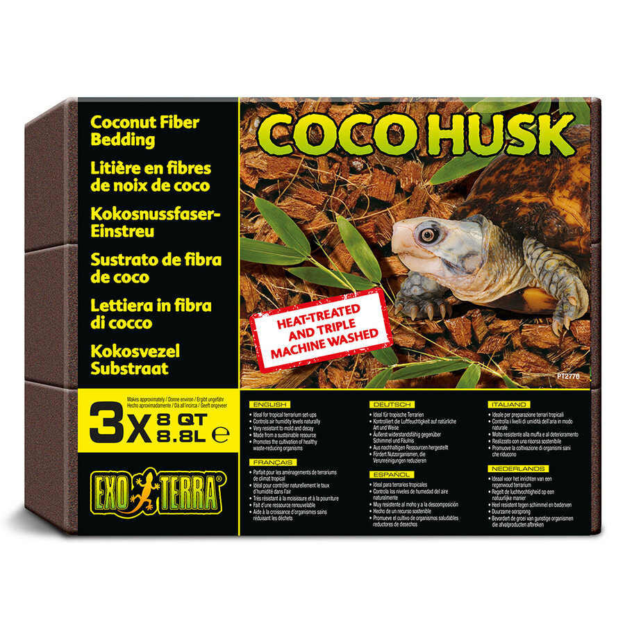 Kokosvezel bodembedekking Coco Husk Brick 3-pack 26,4 L – natuurlijk substraat voor tropische terraria