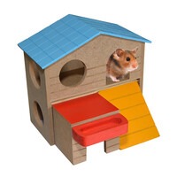 Hamster Villa houten speelhuis met 2 verdiepingen voor hamster en muis