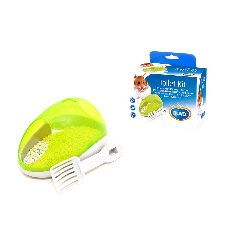 Hamstertoilet kit groen met schepje en vulling