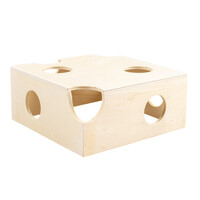 Houten kaas huisje voor hamster en muis | 17 x 17 x 7,7 cm