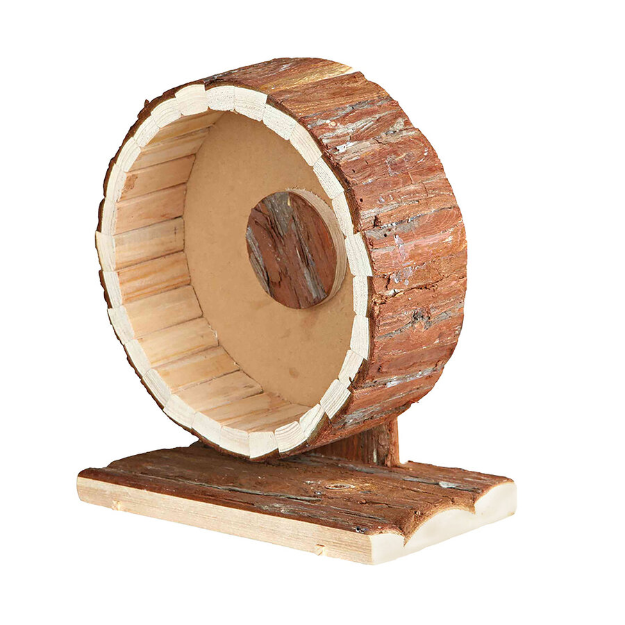 Houten looprad in schors voor hamsters en muizen