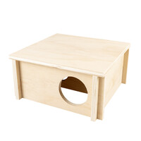 Houten bungalow schuilhuisje 20 x 20 x 10 cm voor knaagdieren en reptielen