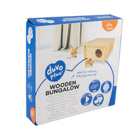 Houten bungalow schuilhuisje 20 x 20 x 10 cm voor knaagdieren en reptielen