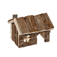 Houten lodge in schors voor kleine knaagdieren