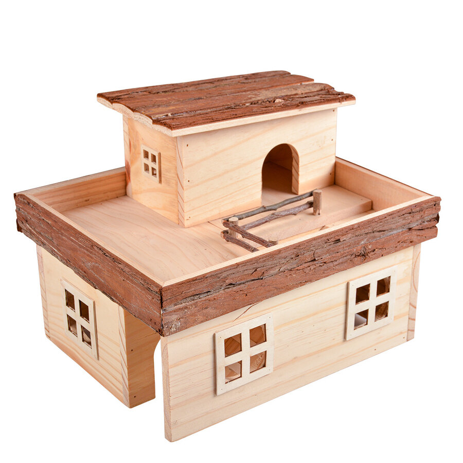Knaagdieren houten mansion | houten schuilhuis voor knaagdieren
