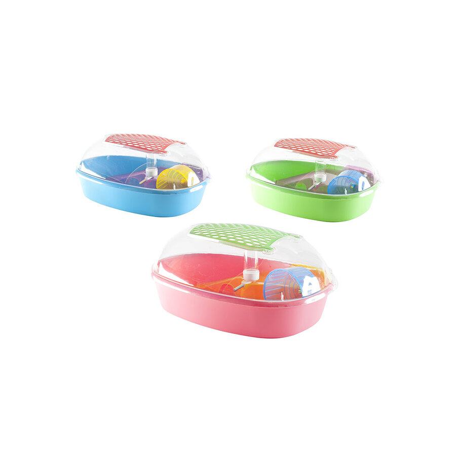 Hamsterkooi Cleo met drinkfles, looprad en trapjes