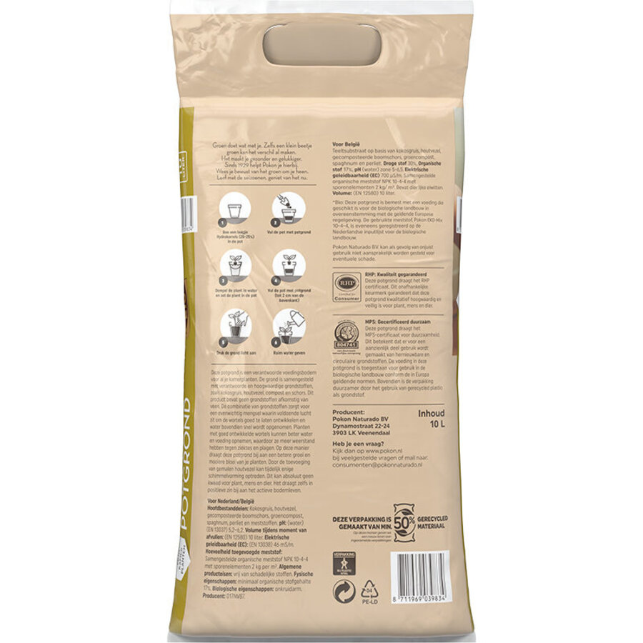 Turfvrije kamerplanten potgrond 10 liter | met voeding ca. 100 dagen