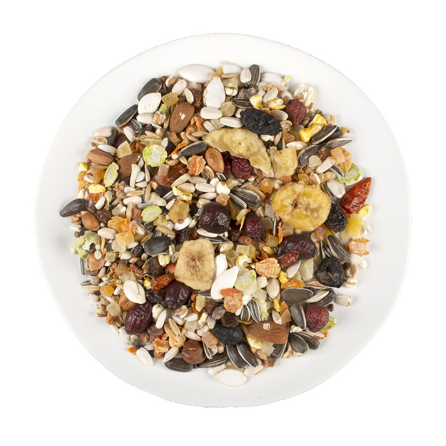 Puur pauze snack muesli papegaai fruit