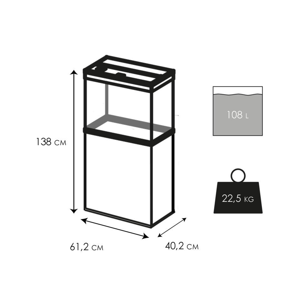 Ciano Emotions pro 60 | 108L | 61,2 x 40,2 x 56CM Zwart Aquarium