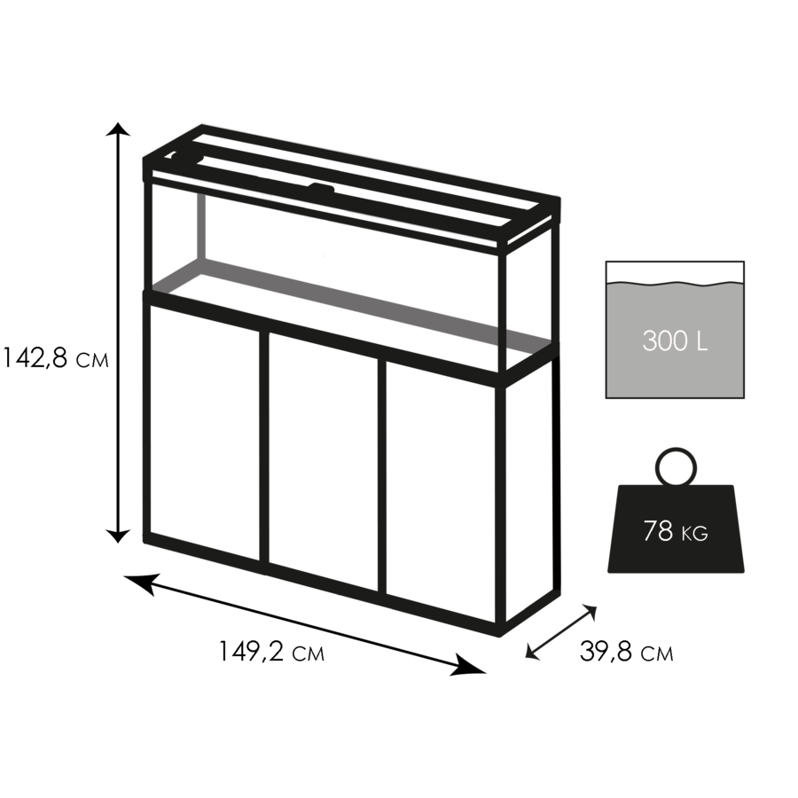 Emotions pro 150 | 300L  | 149,2 x 39,8 x 61CM Wit Aquarium