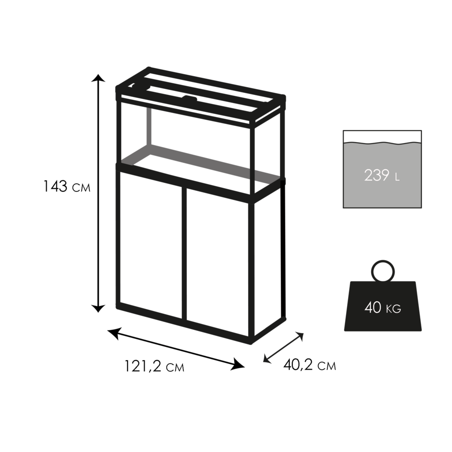 Emotions pro 120 | 239L | 121,2 x 40,2 x 61CM Wit Aquarium