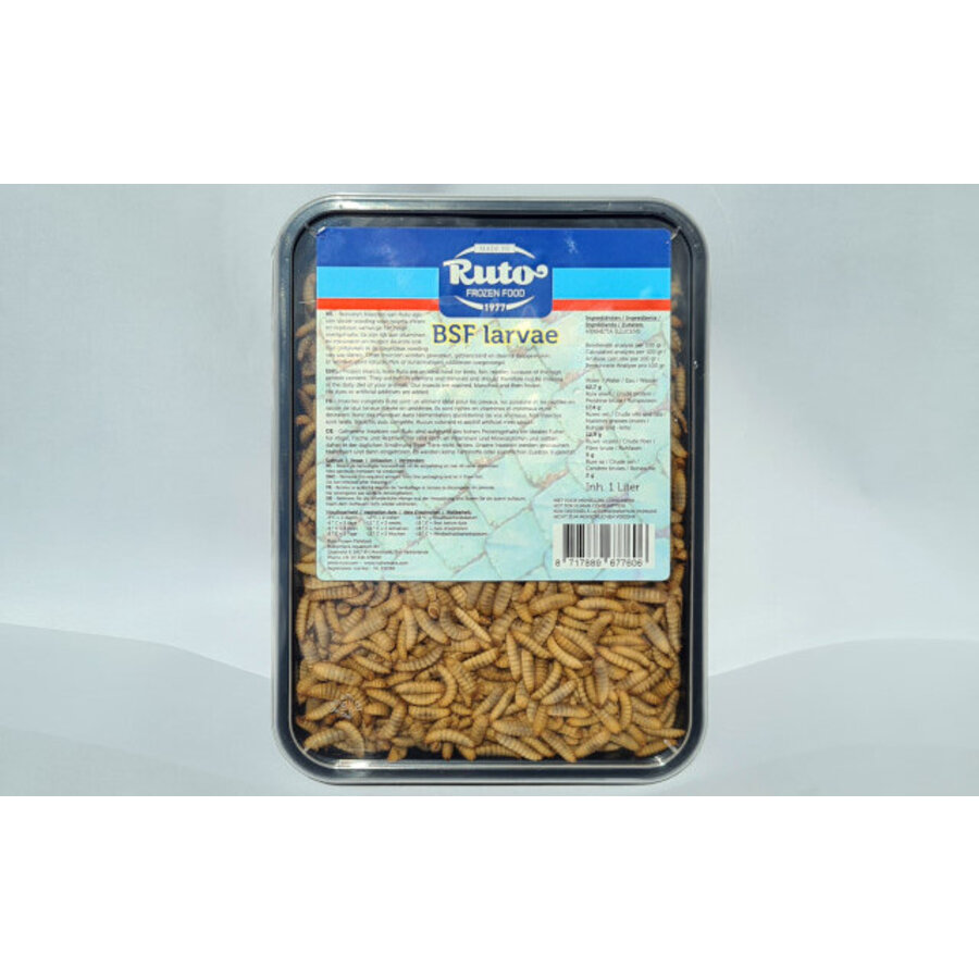 BSF larven diepvries | 1 liter emmer | eiwit- en calciumrijke voedsellarven