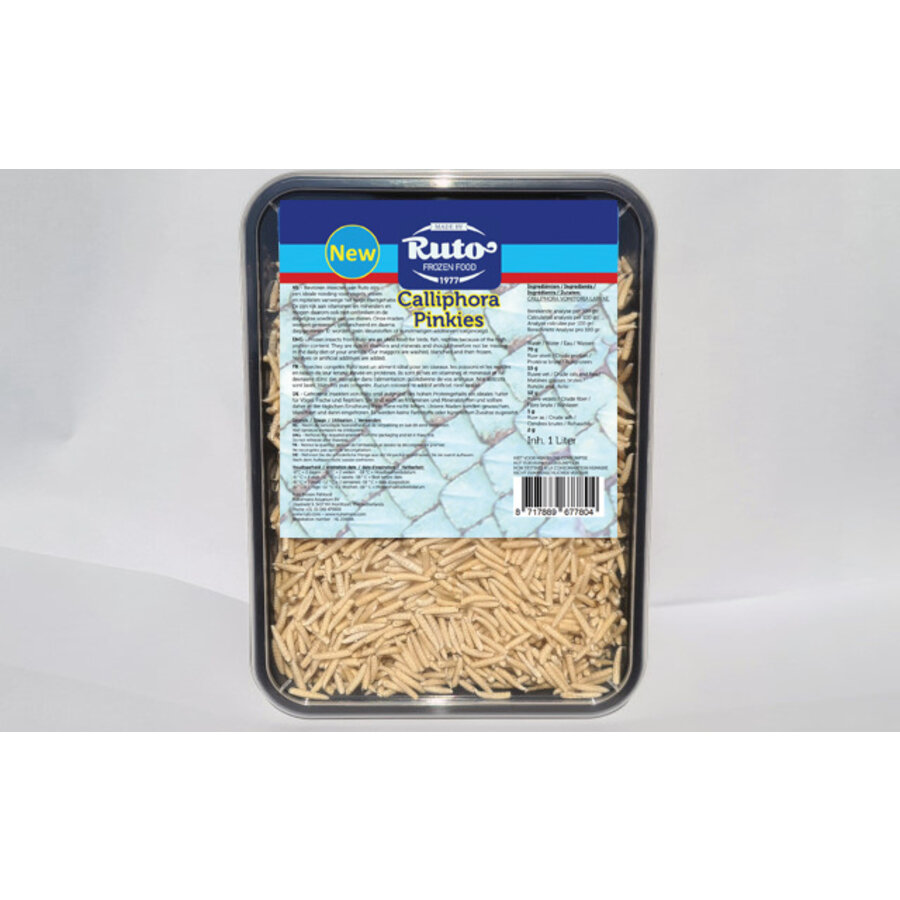 Calliphora pinkies diepvries | 1 liter | roze larven als veilig voedseldier