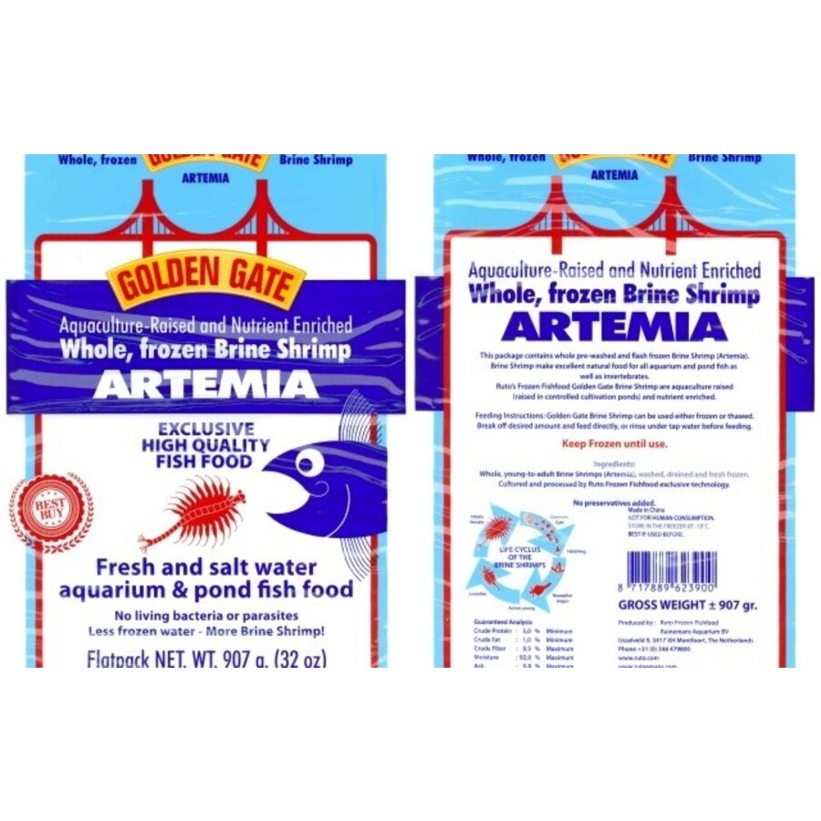 Artemia diepvries flatpack 907 gram | pekelgarnaal voor aquariumvissen