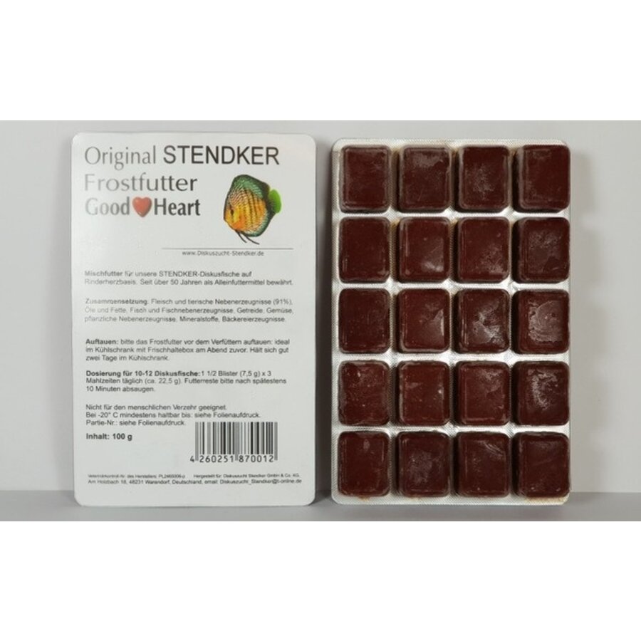 Diepvries discusvisvoer | blister 100 gram | runderhartmix met spinazie