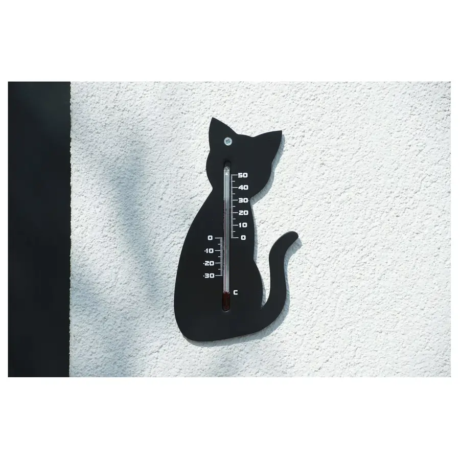 Muurthermometer - kat zwart