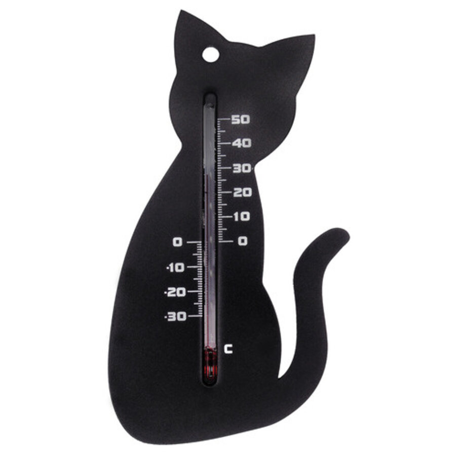 Muurthermometer - kat zwart