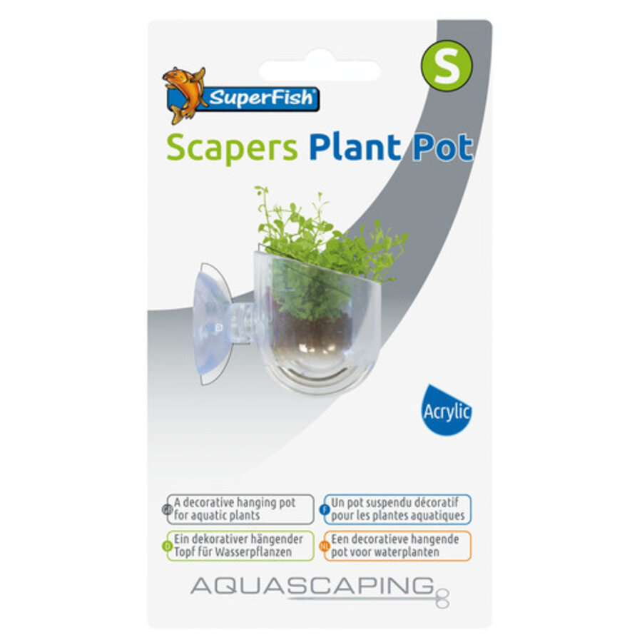 Scapers Plant Pot klein 4 x 4 cm | hangende plantenhouder met zuignap voor aquariumplanten